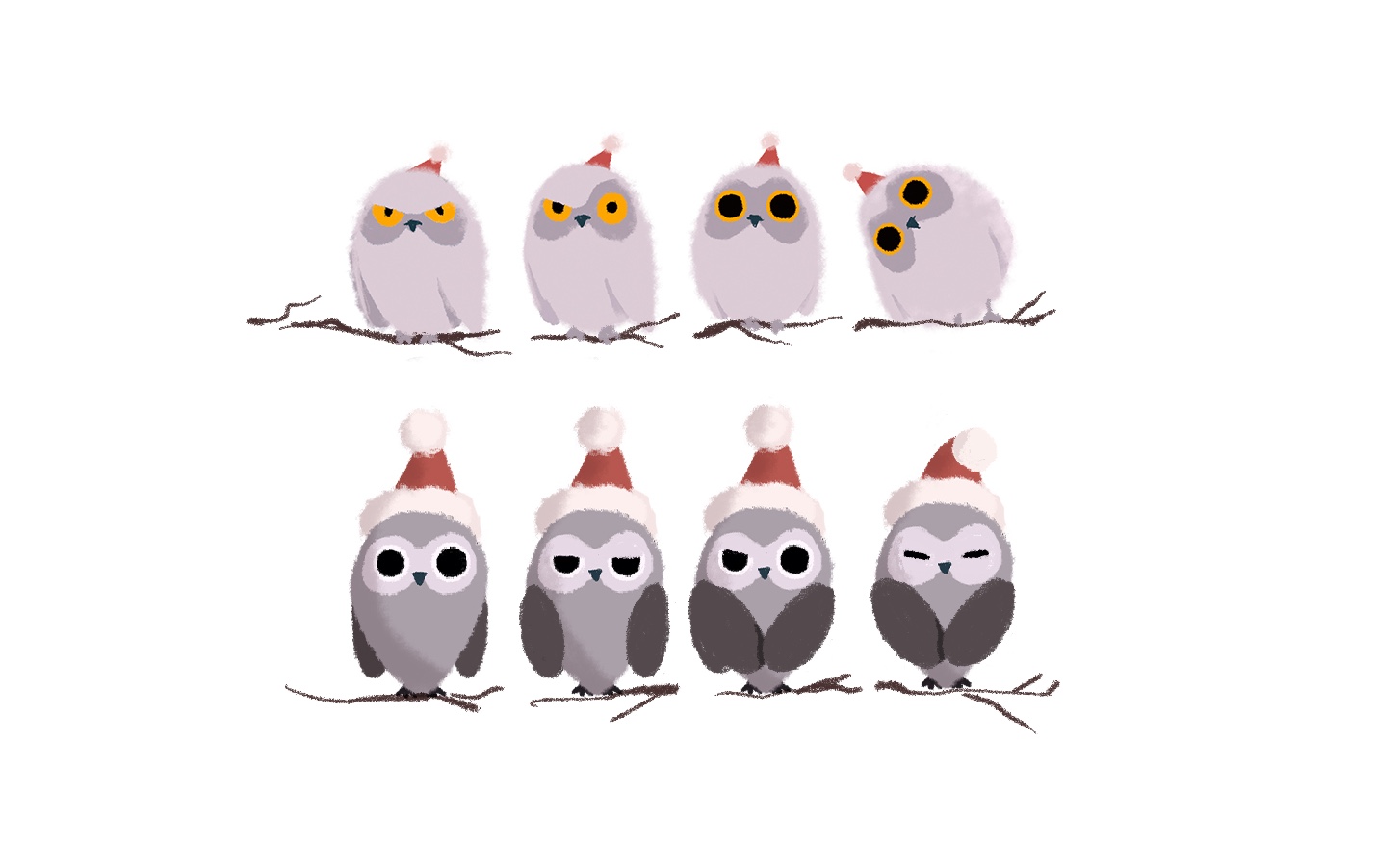 colored sketeches of owls