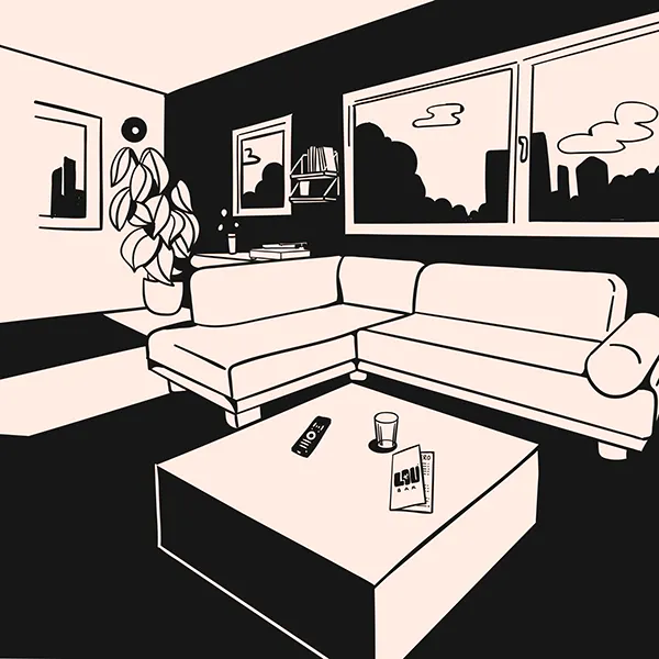 illustration house inside living room angle 2