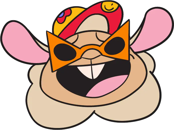 ponpon's head with hat and sunglasses