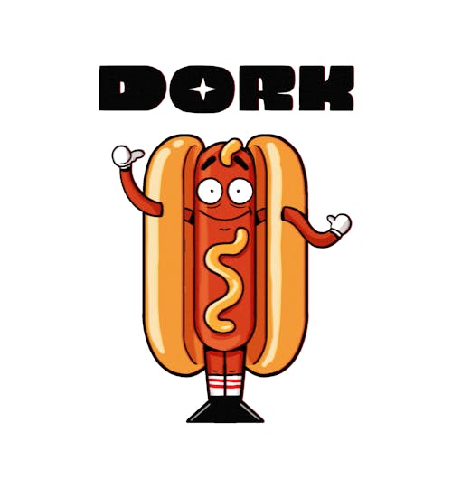 "dork" hot dog illustration
