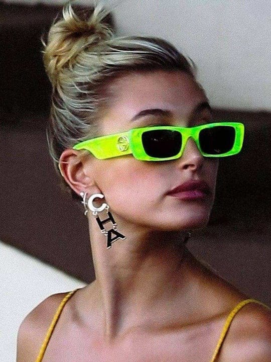Hailey Bieber wearing the GUCCI 0516S sunglasses
