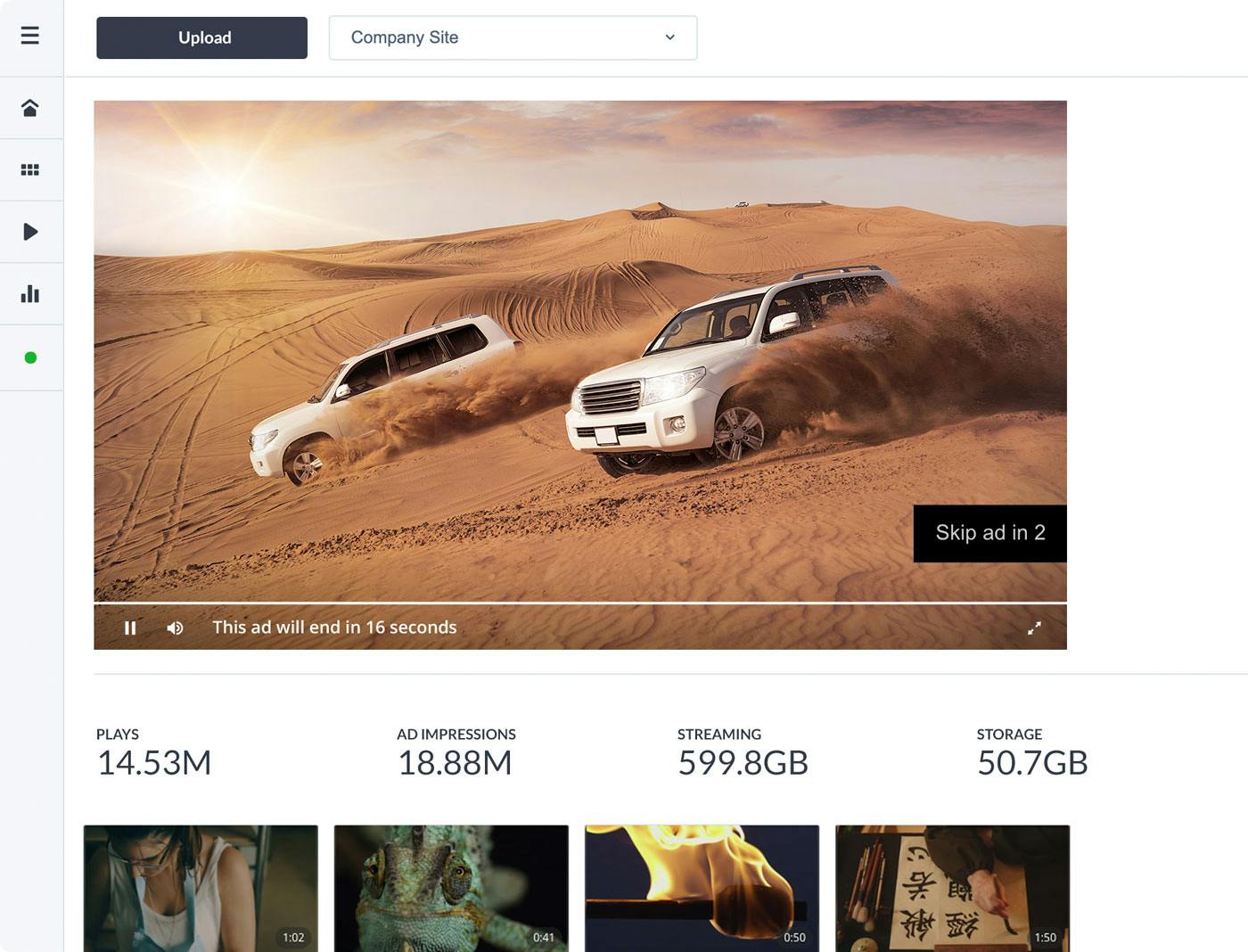 JW Player content management CMS dashboard