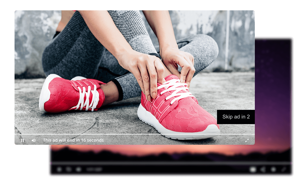 JW Player with shoe advertisement