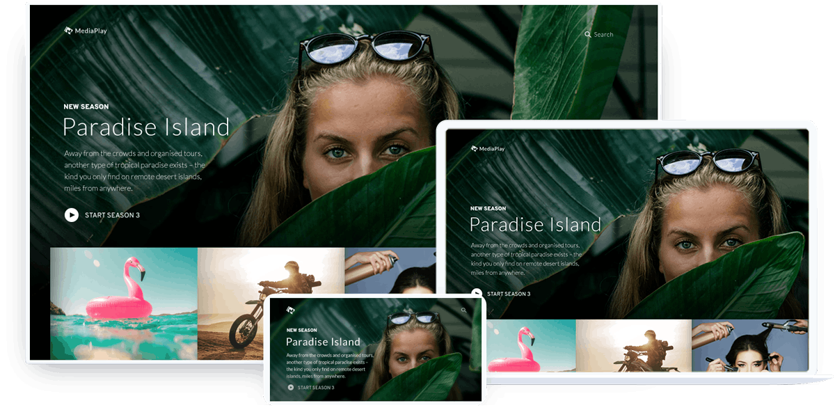 JW Player OTT video apps with Paradise Island on many devices.