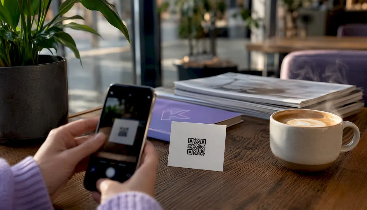 iPhone che legge un codice QR stampato su carta
