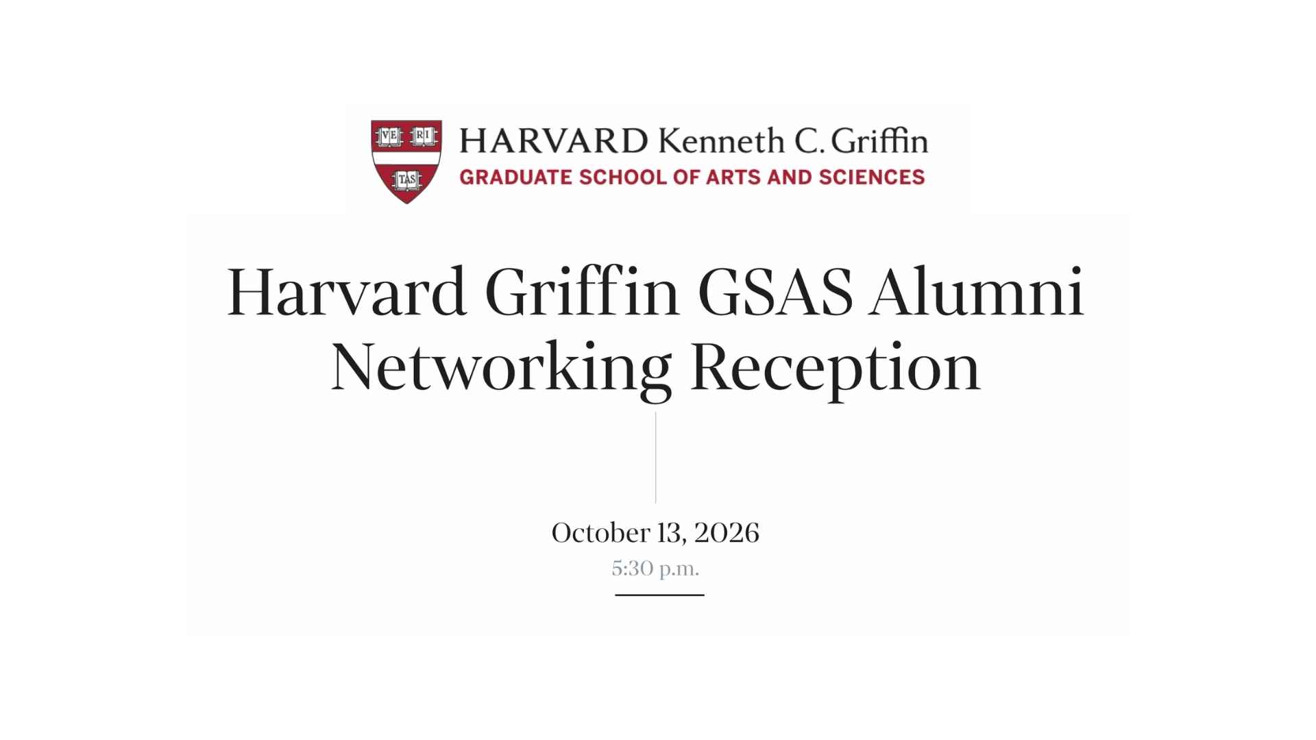 Harvard Griffin GSAS Alumni Networking Reception