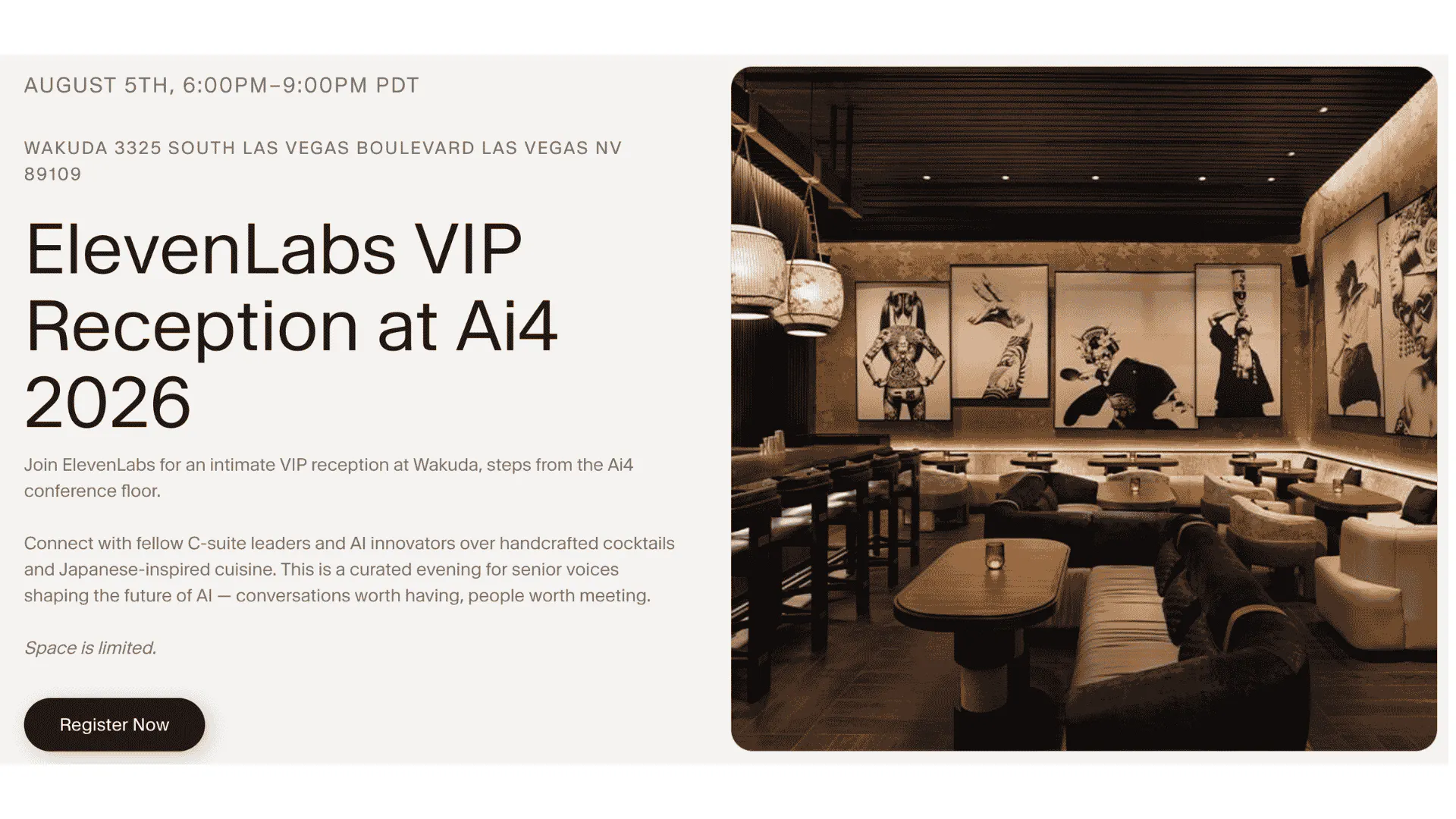 ElevenLabs VIP Reception at Ai4 2026