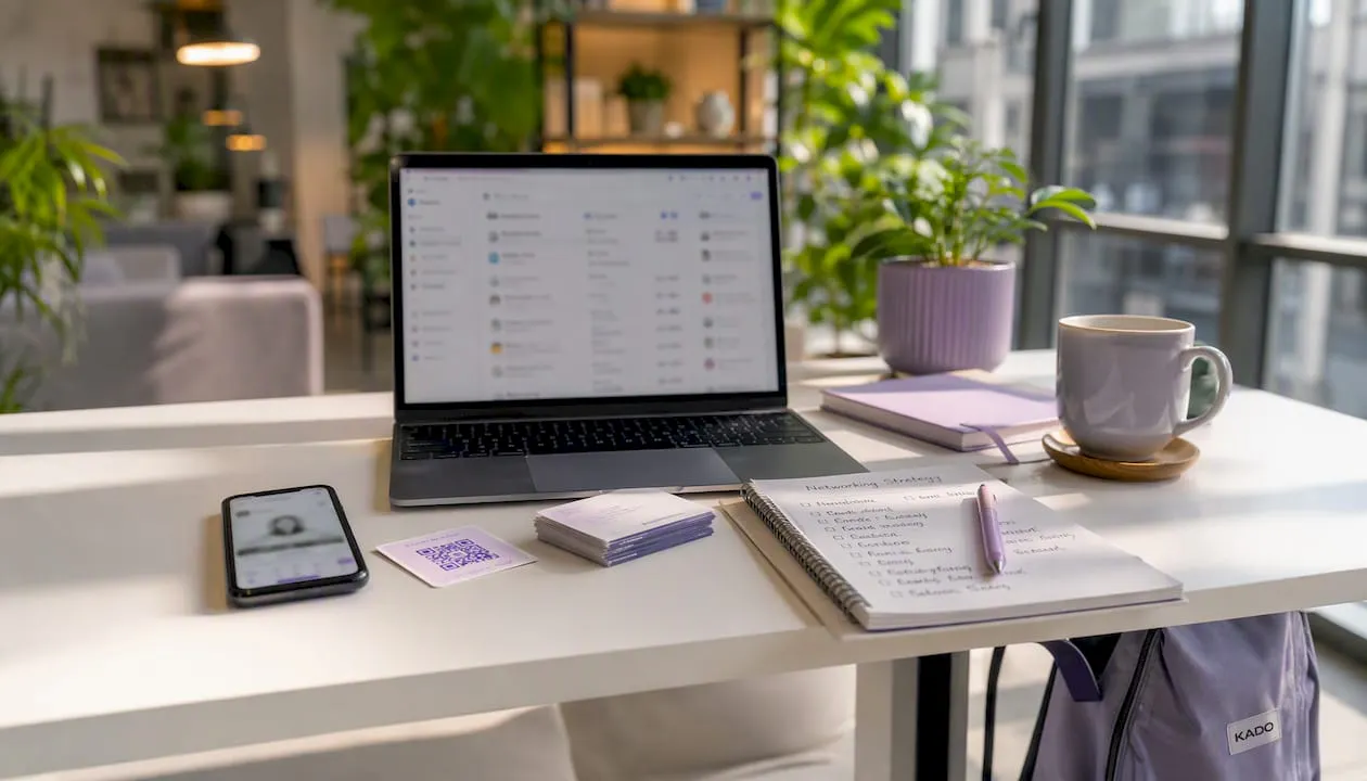 Home office desk with digital networking tools