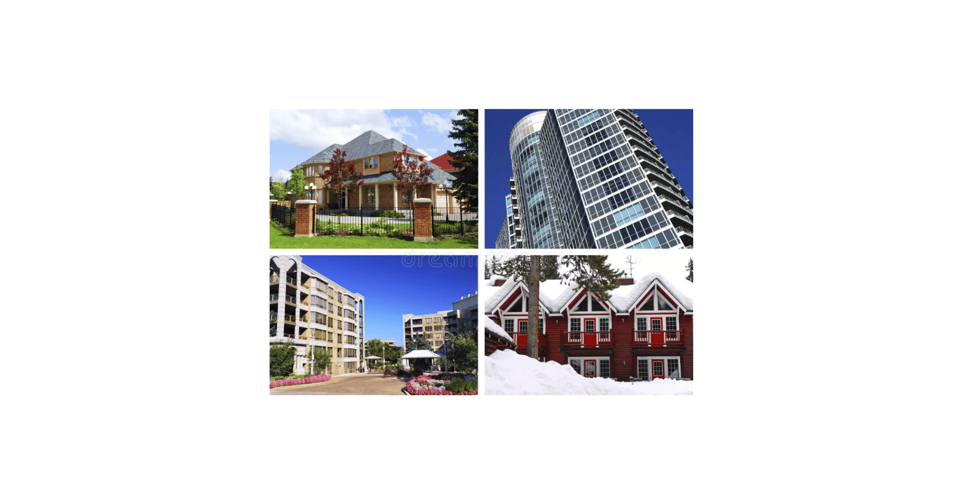 collage of houses and buildings