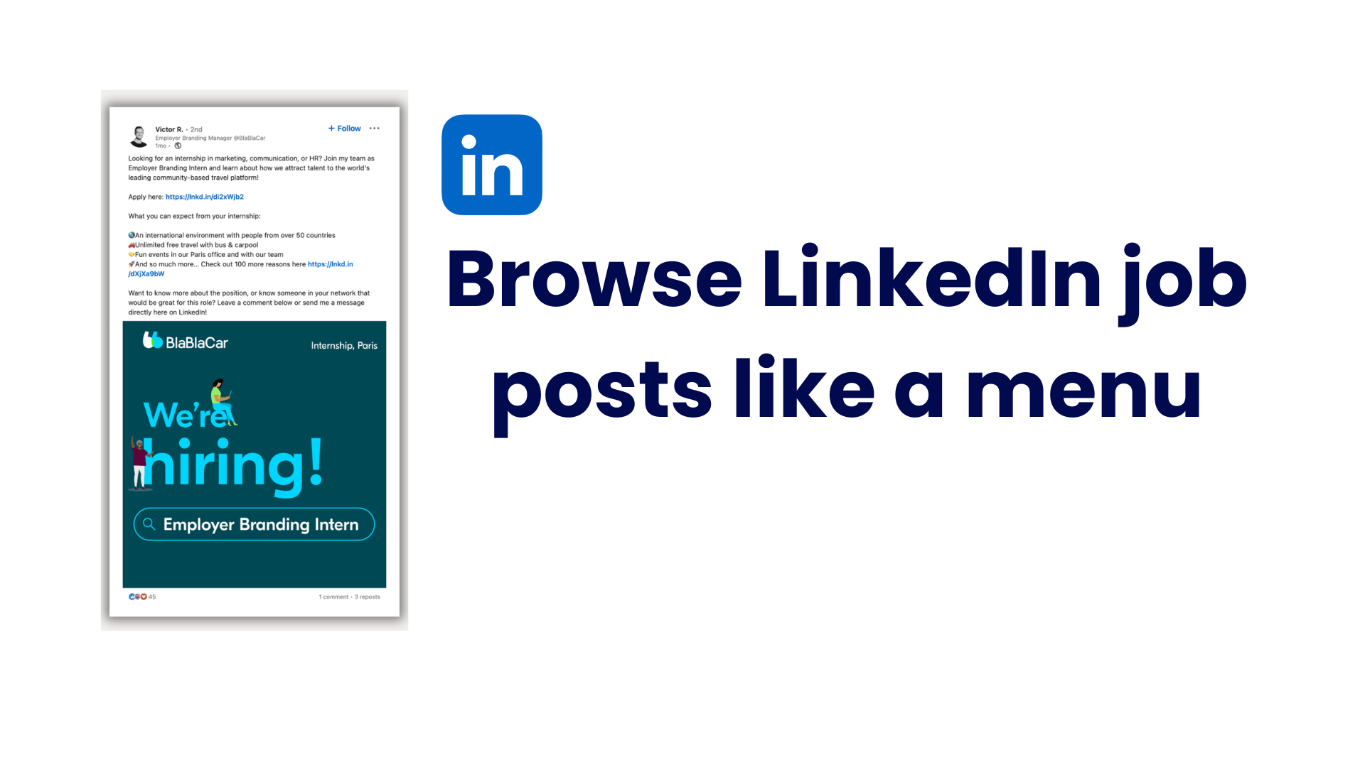 Browse LinkedIn job posts like a menu