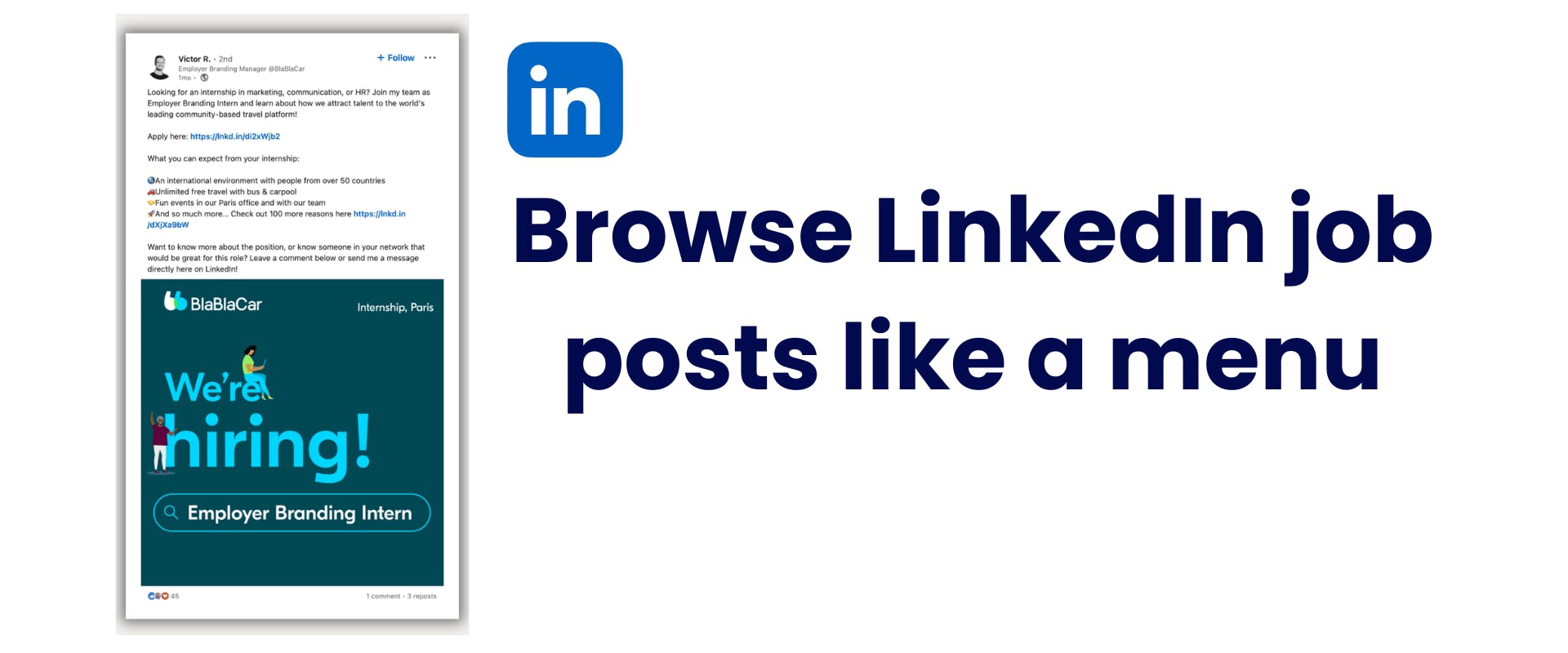 Browse LinkedIn job posts like a menu