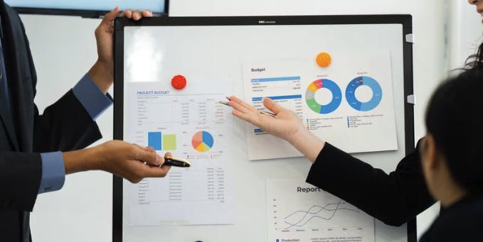Startup founder presenting traction metrics to investors.
