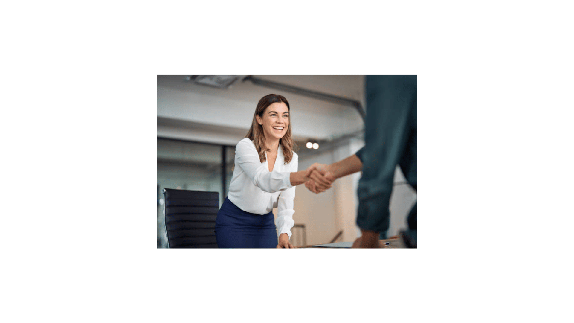 corporate woman giving handshake 