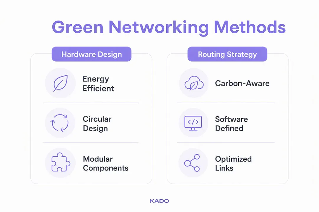 Infographic showing green networking methods