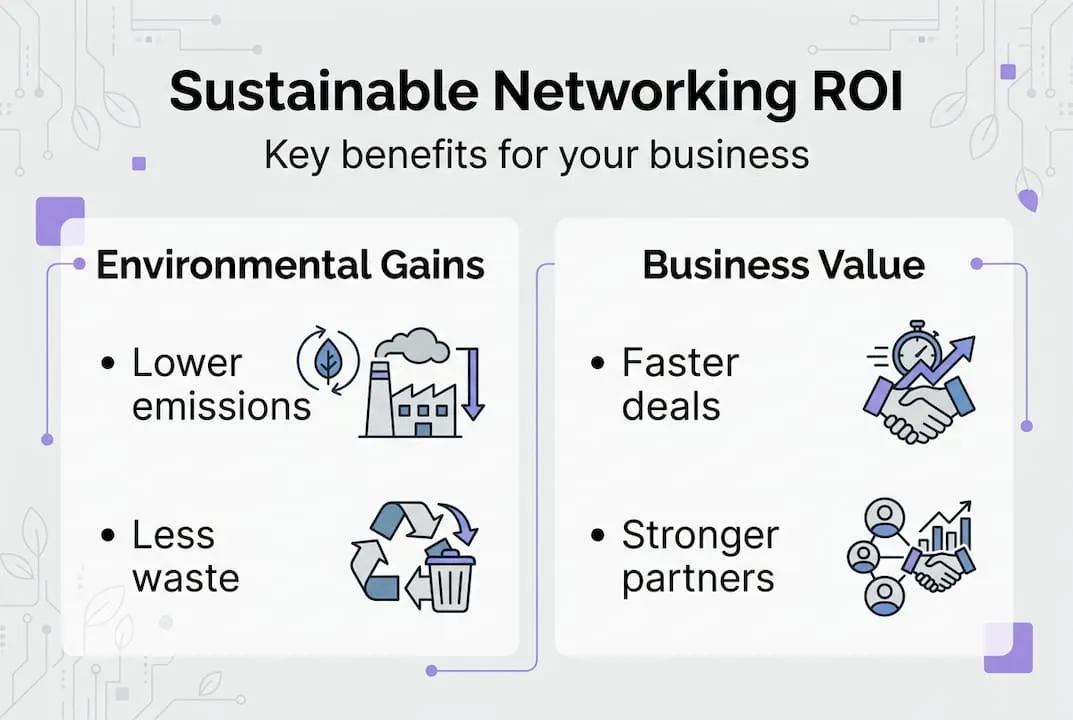 Infographic comparing environmental and business benefits