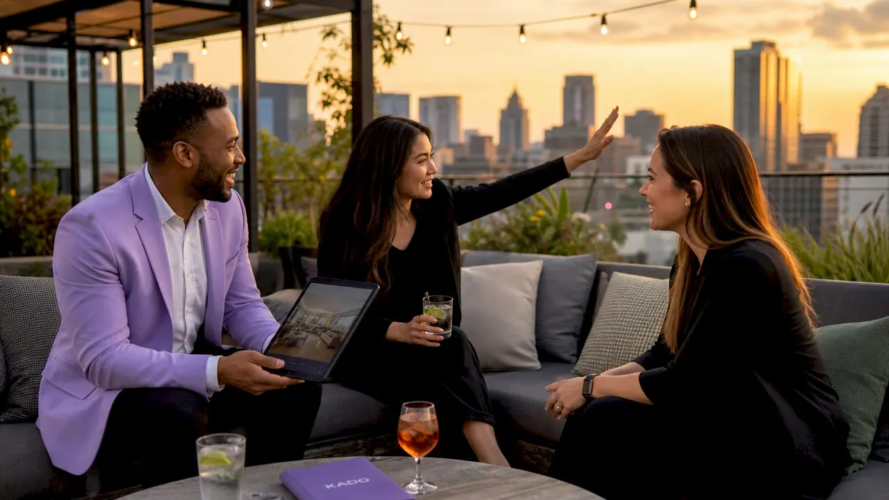 Real estate agents networking at event