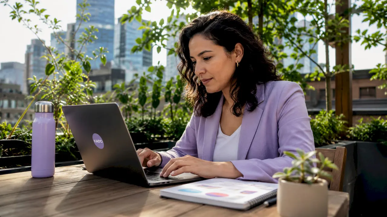 Professional woman working on contact software in office