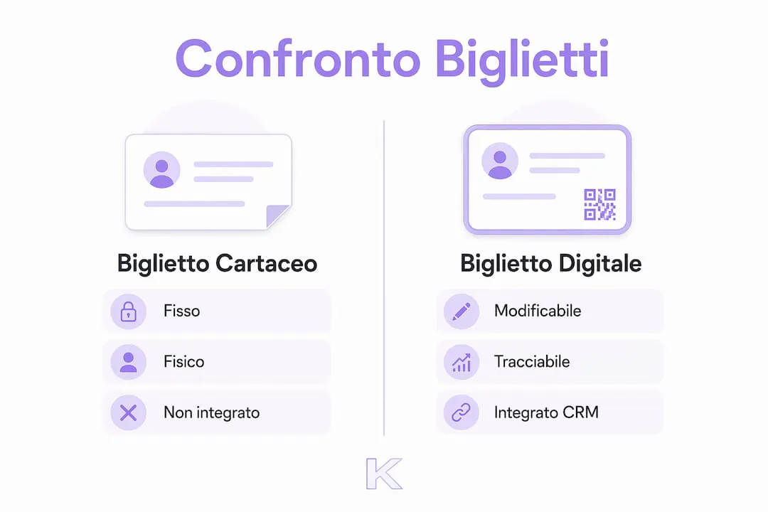 Infografica: differenze tra biglietto digitale e biglietto cartaceo