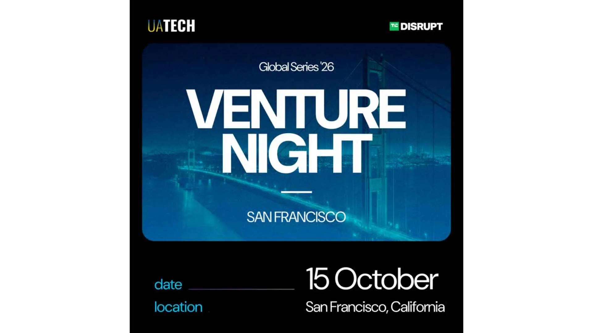 UAtech Venture Night @ TechCrunch Disrupt 2026 Event Banner