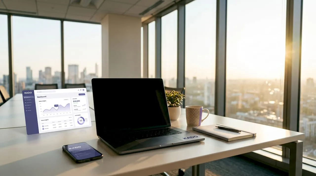 Modern sales AI dashboard on desk setup