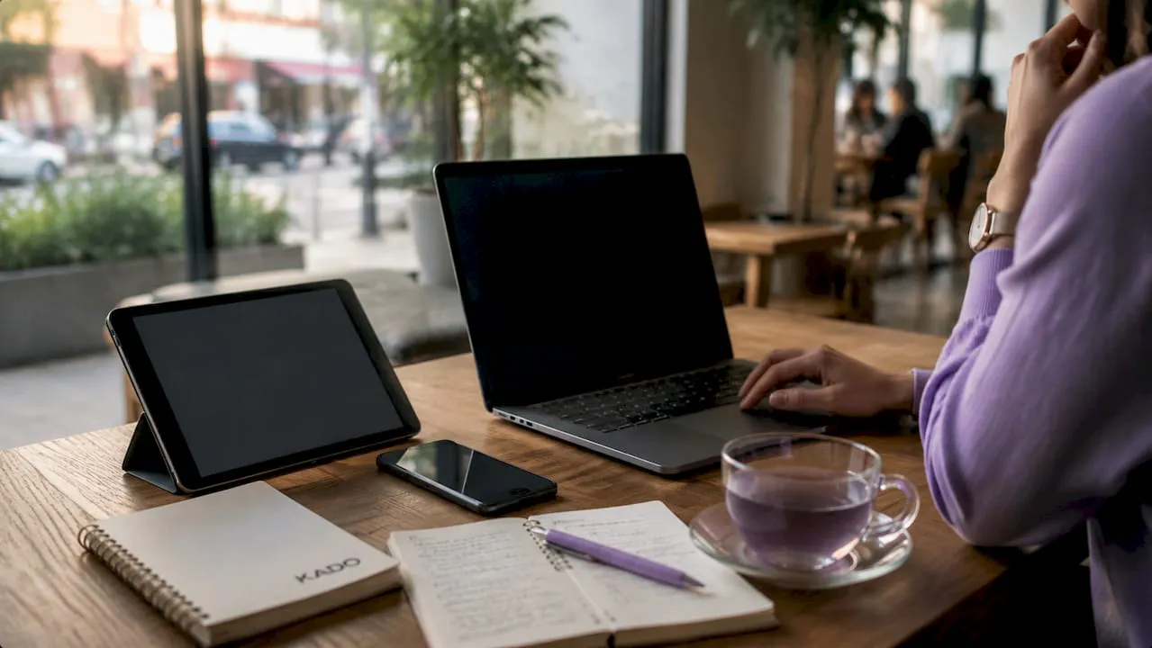 Smartphone and laptop syncing contacts with CRM