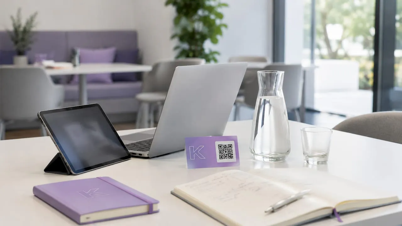 Uno spazio di lavoro moderno, dotato di dashboard CRM e biglietti digitali, ideale per gestire i clienti in modo efficiente e innovativo.
