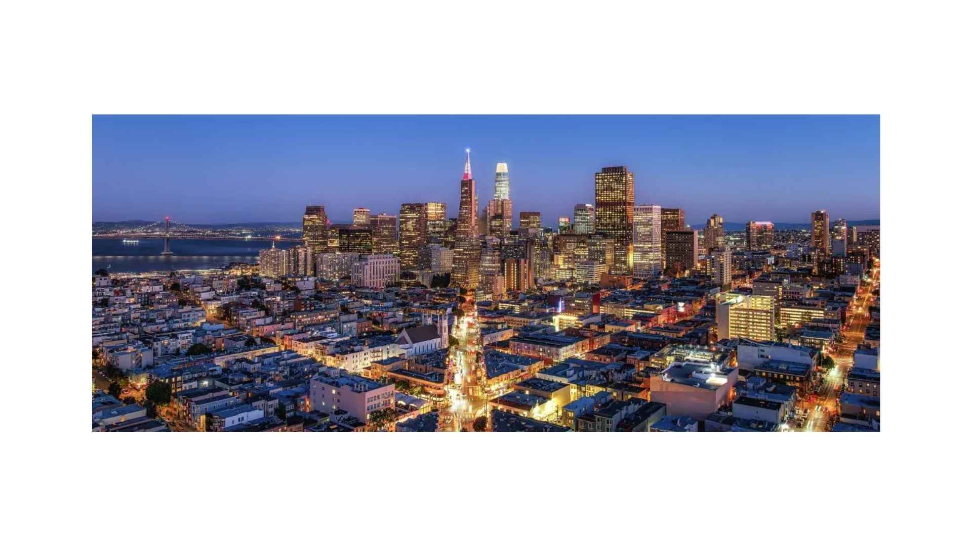 San Francisco skyline near Moscone West at dusk