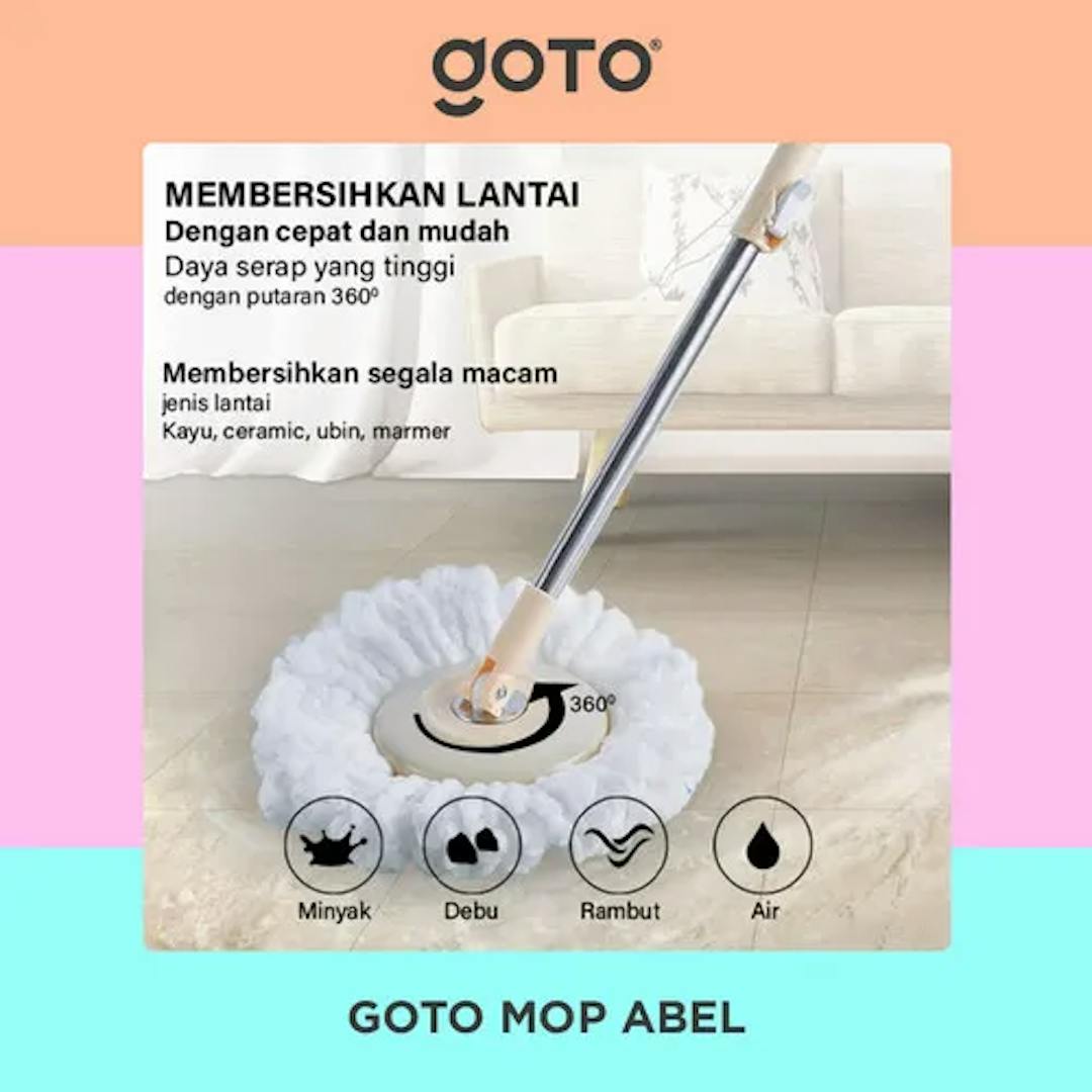 Kain Pel Ultra Mop dengan Kain Fiber Pembersih Anti Bakteri