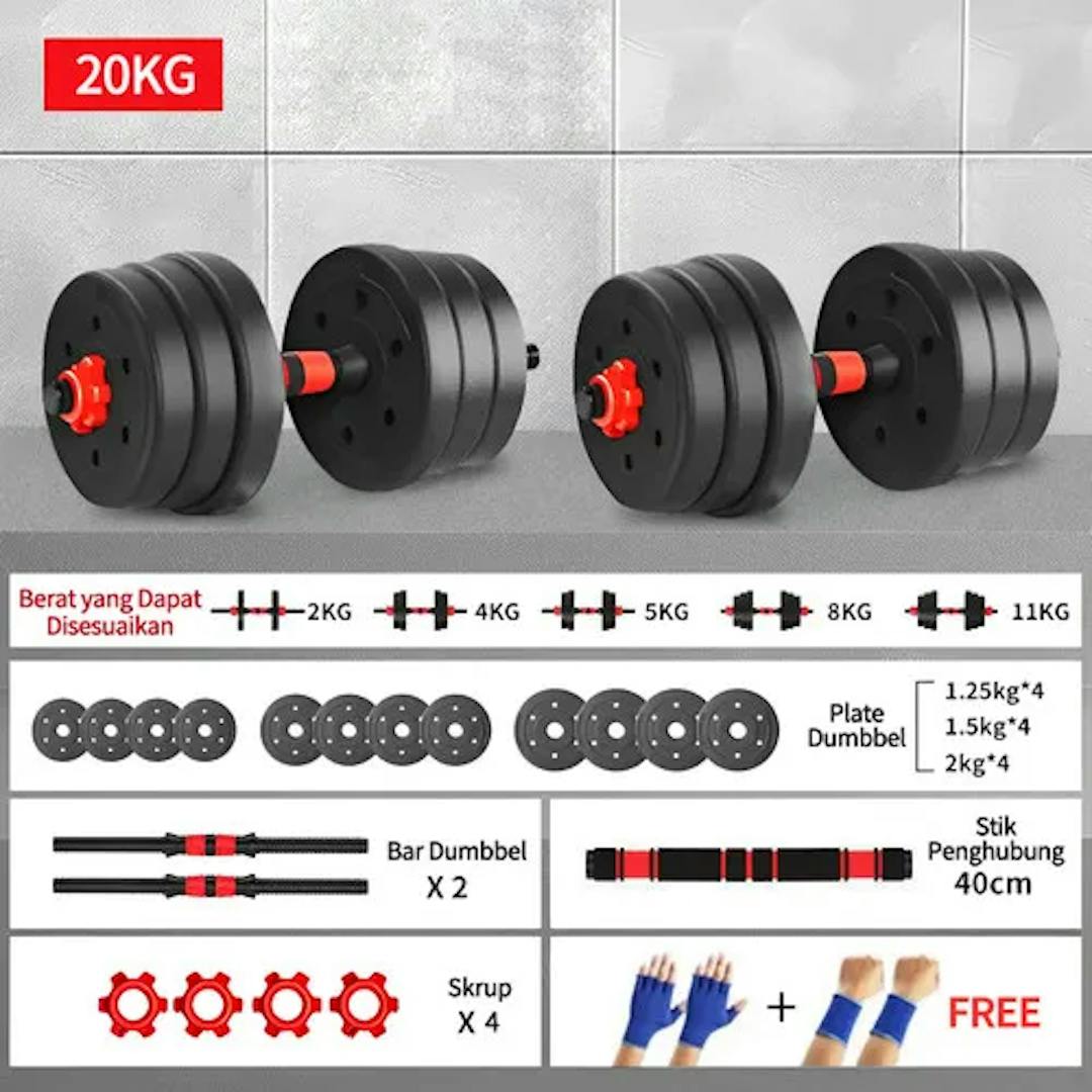 Dumbbell Set 20 kg - Cocok untuk Latihan Kekuatan di Rumah