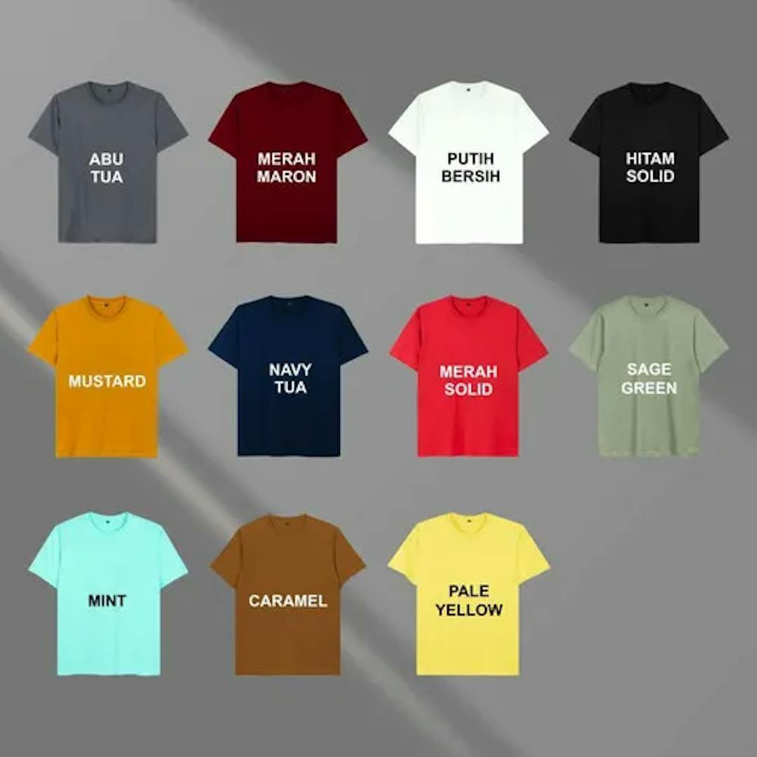 Pilihan Warna Kaos Polos