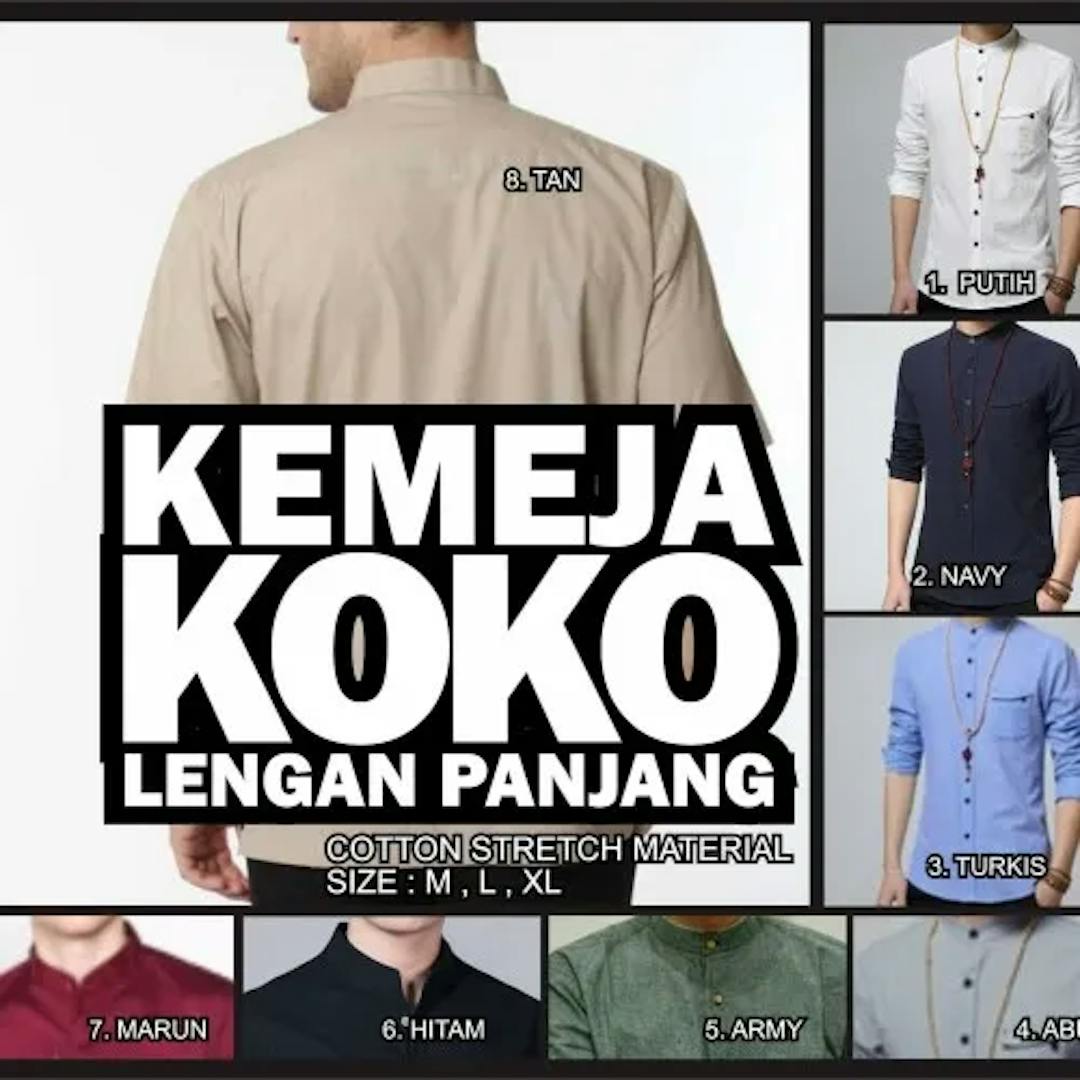 Kemeja Muslim Polos Lengan Panjang