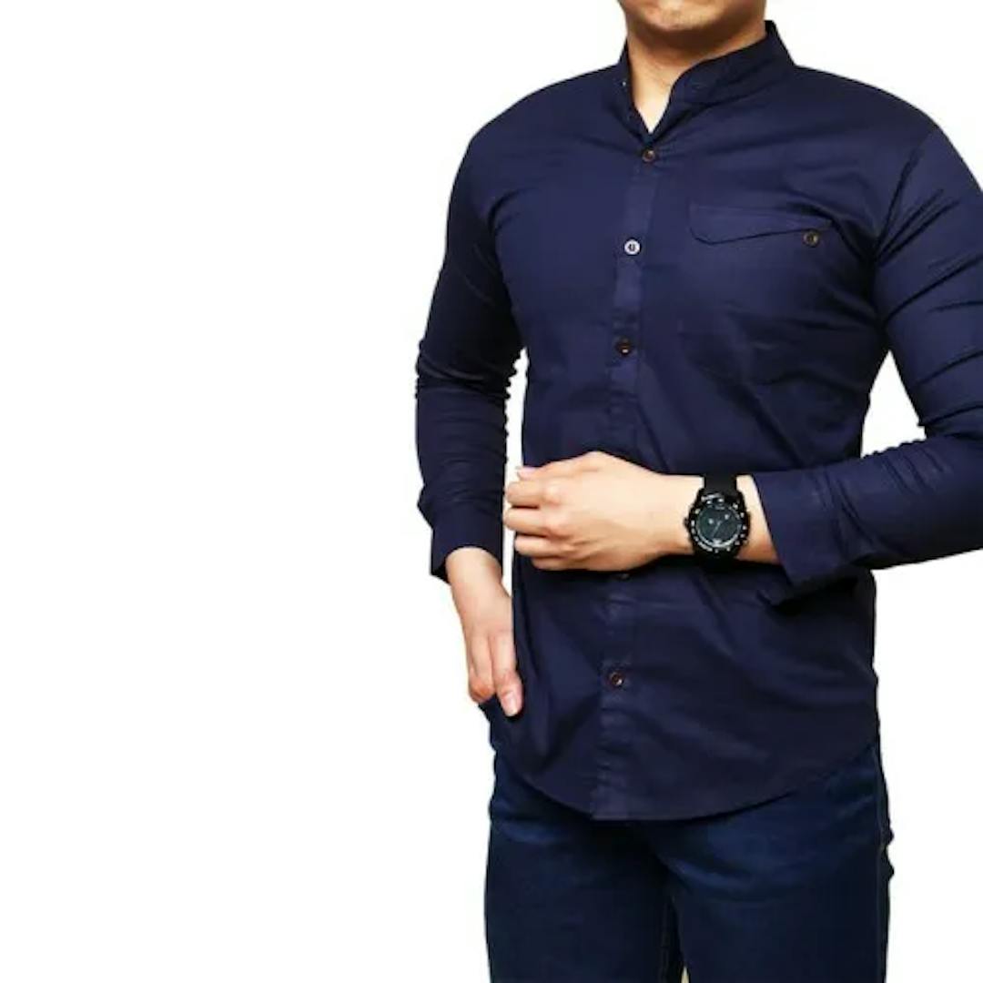 Baju Koko Polos Lengan Panjang Muslim Pria