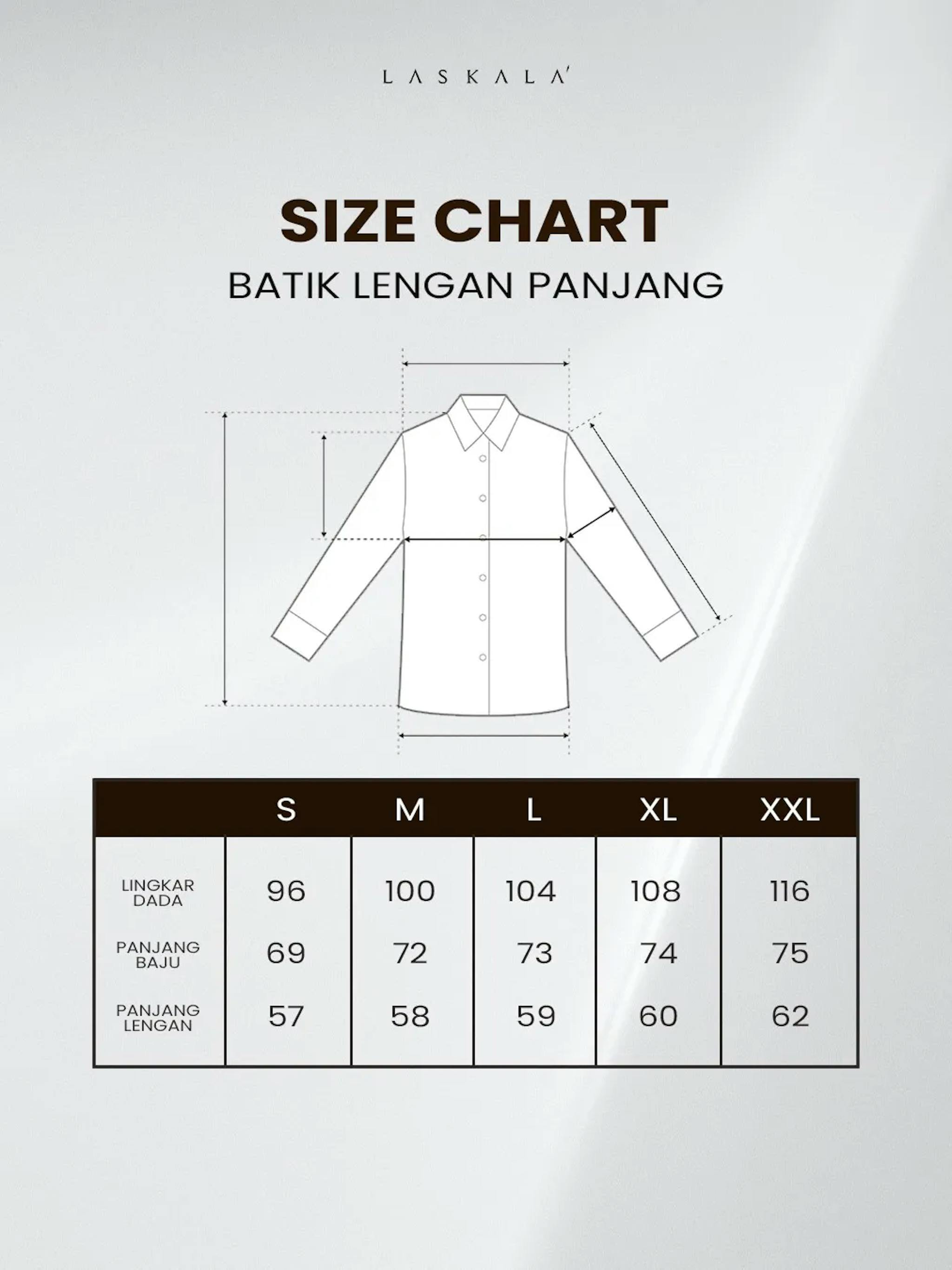 Size Chart Batik Pria Laskala