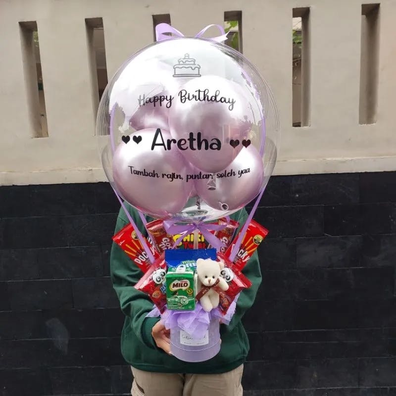 Catsaurus Buket Balon Snack (6 Varian) dan Teddy 