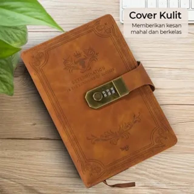 Notebook Aesthetic A5 - Buku Catatan Kulit dengan Pengunci Password