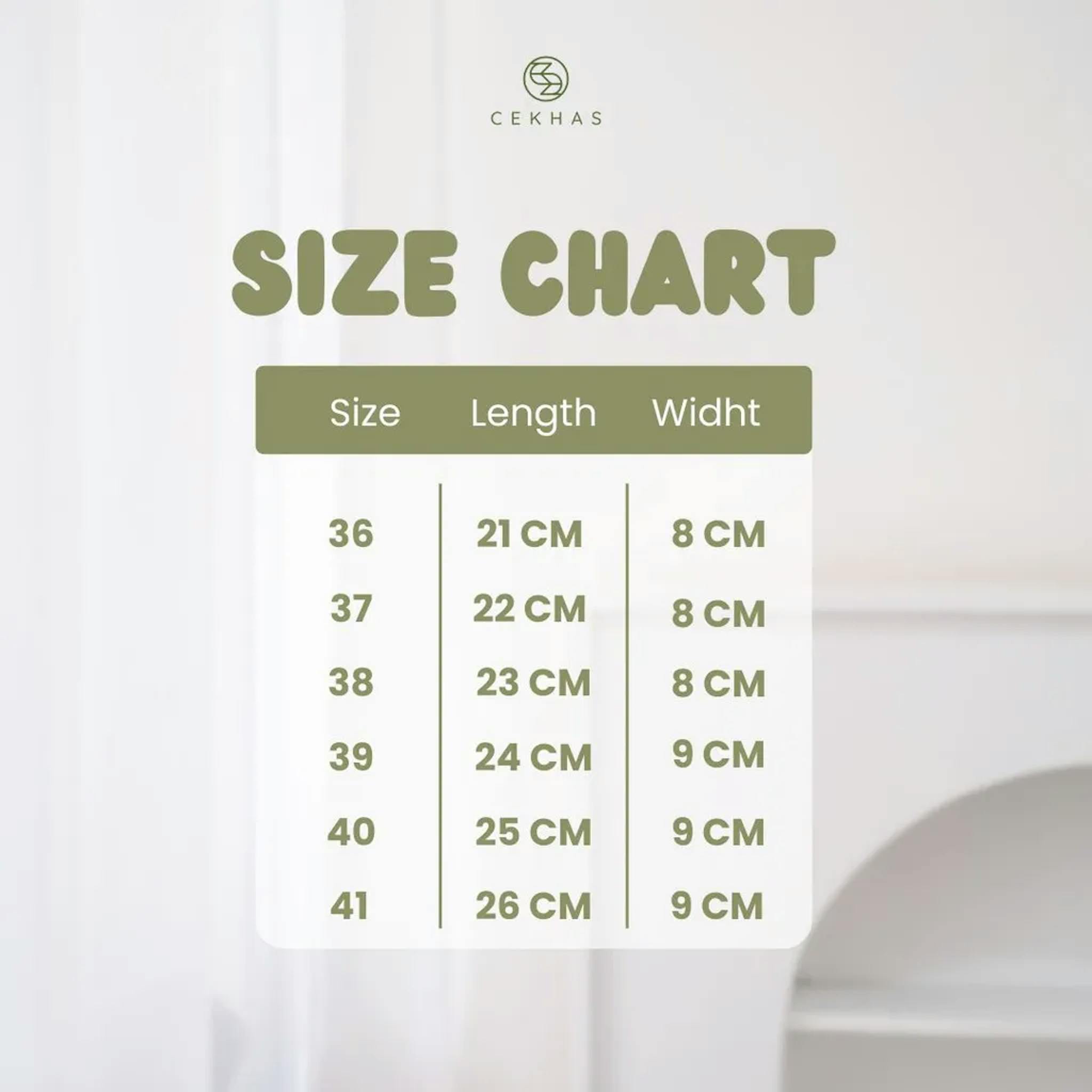 Size Chart Tara Cream Sandal Wanita Desain Elegan