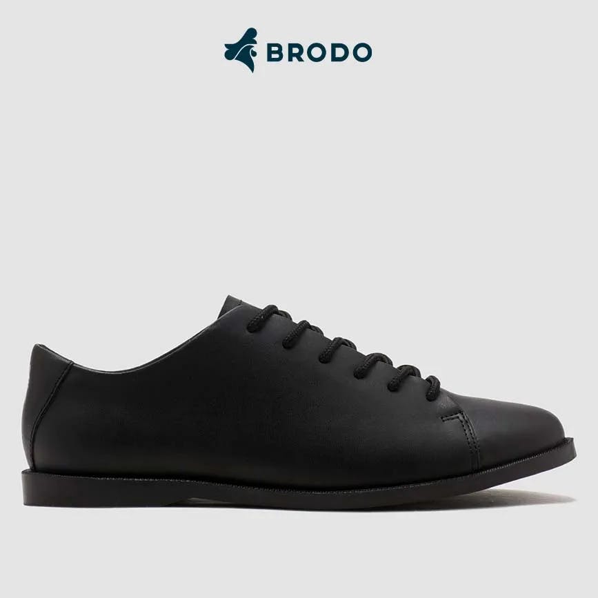 Brodo Sepatu Ponte Eco Full Black Semi Formal Klasik