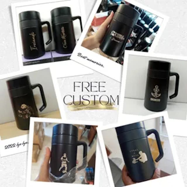 Mug Kopi Stainless 400ml Dengan Desain Sendiri