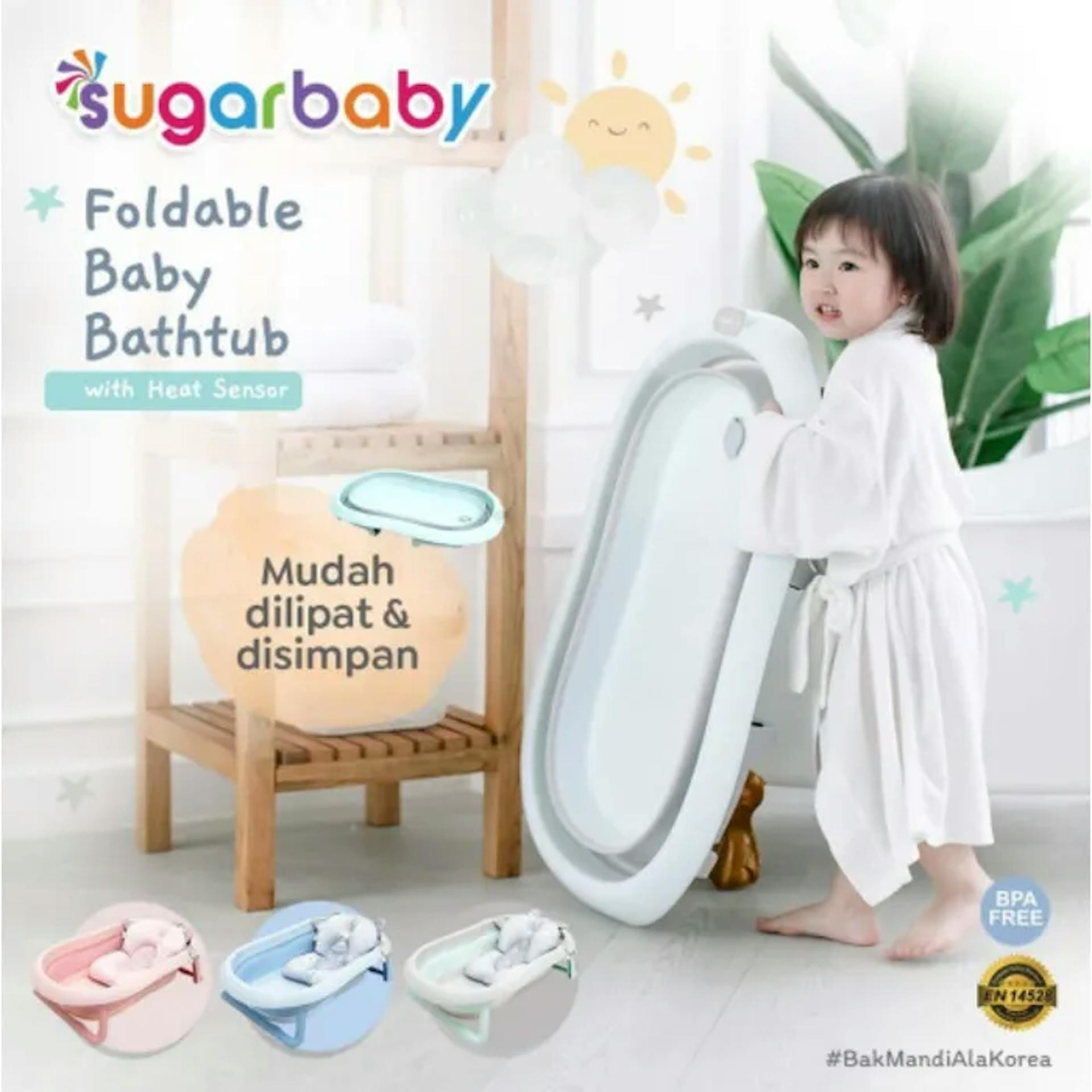 Bak Mandi Bayi Lipat Praktis dengan Sensor Panas