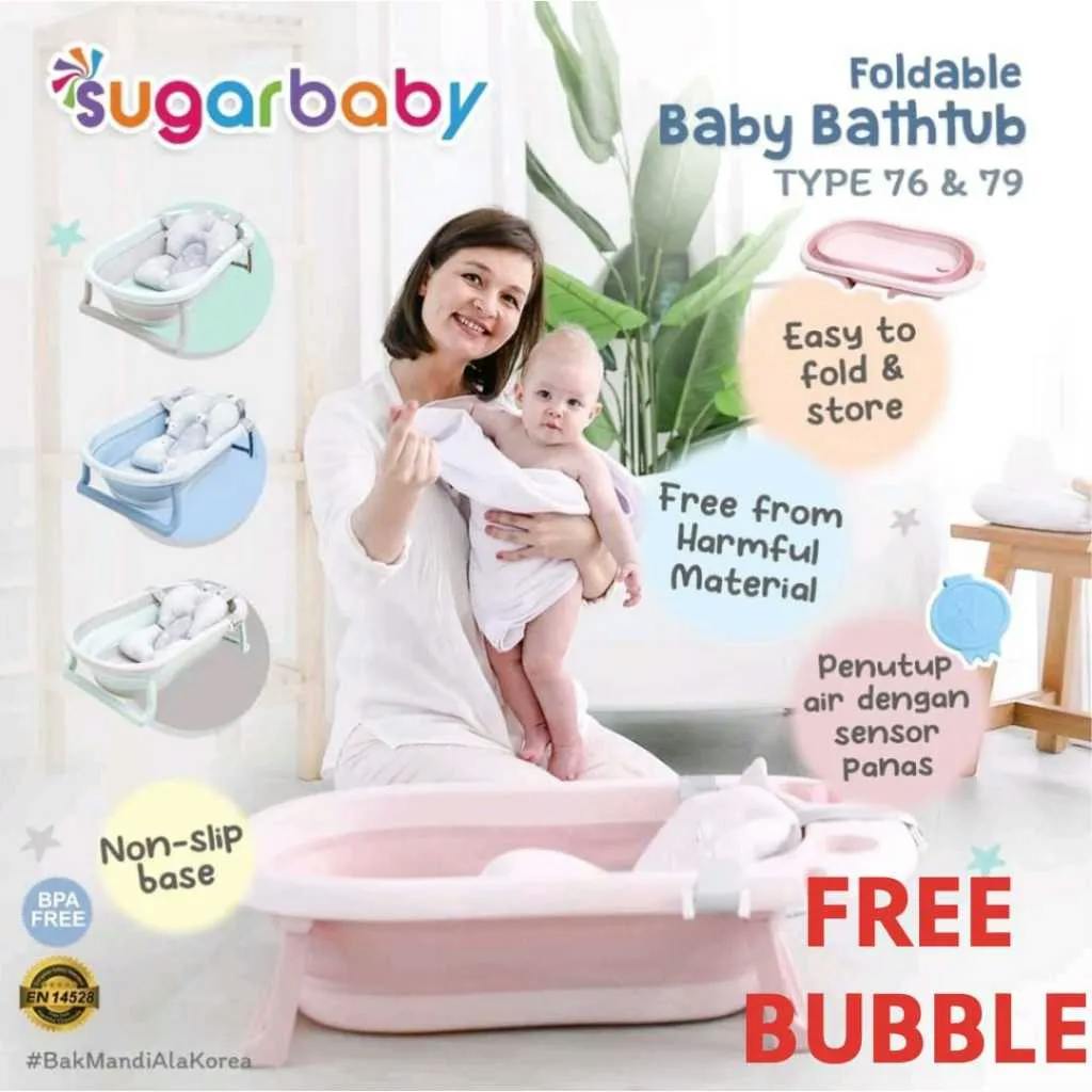 Sugar Baby Foldable Baby Bathtub dengan Sensor Panas