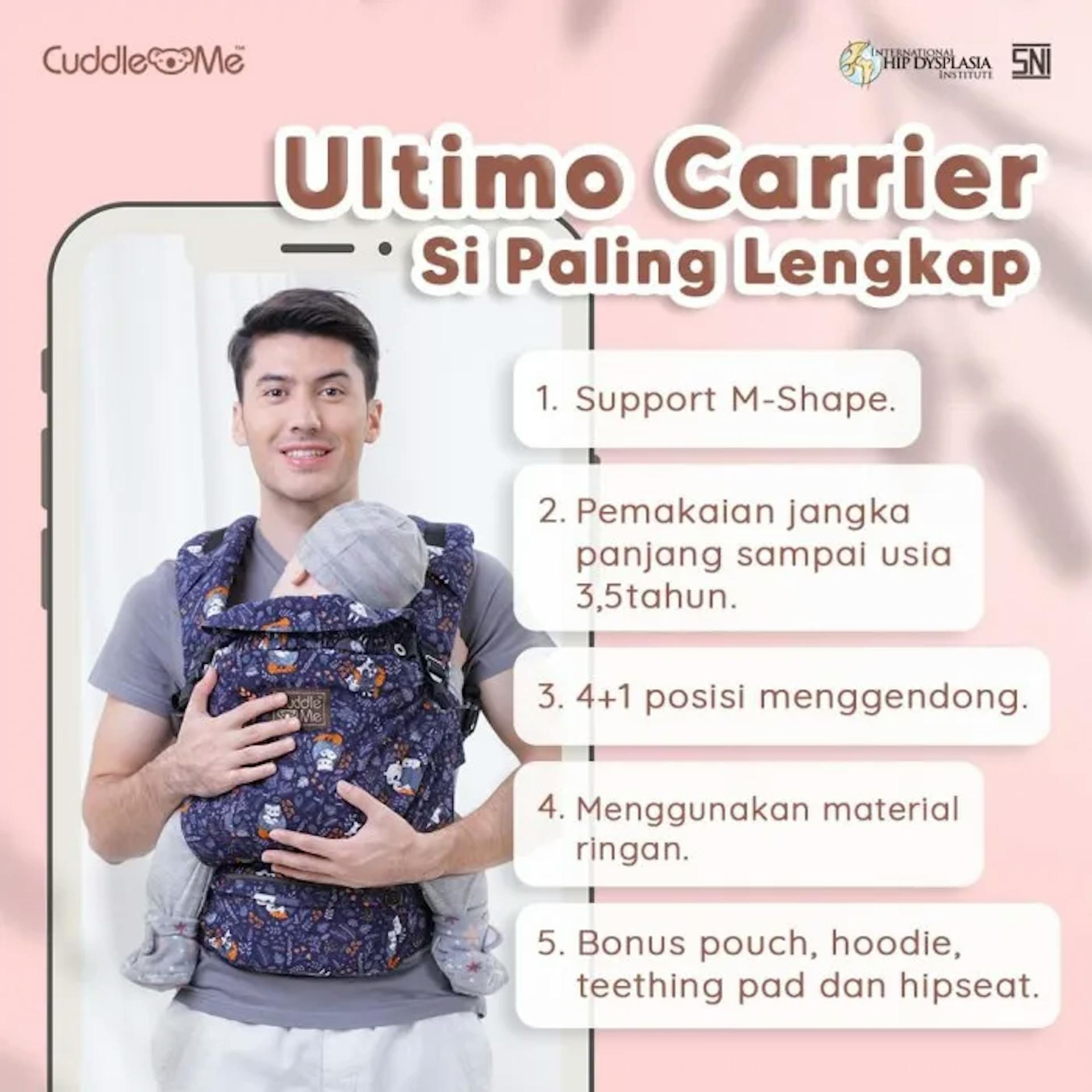 Gendongan Bayi Cuddle Me Ultimo Carrier dengan Fitur Lengkap