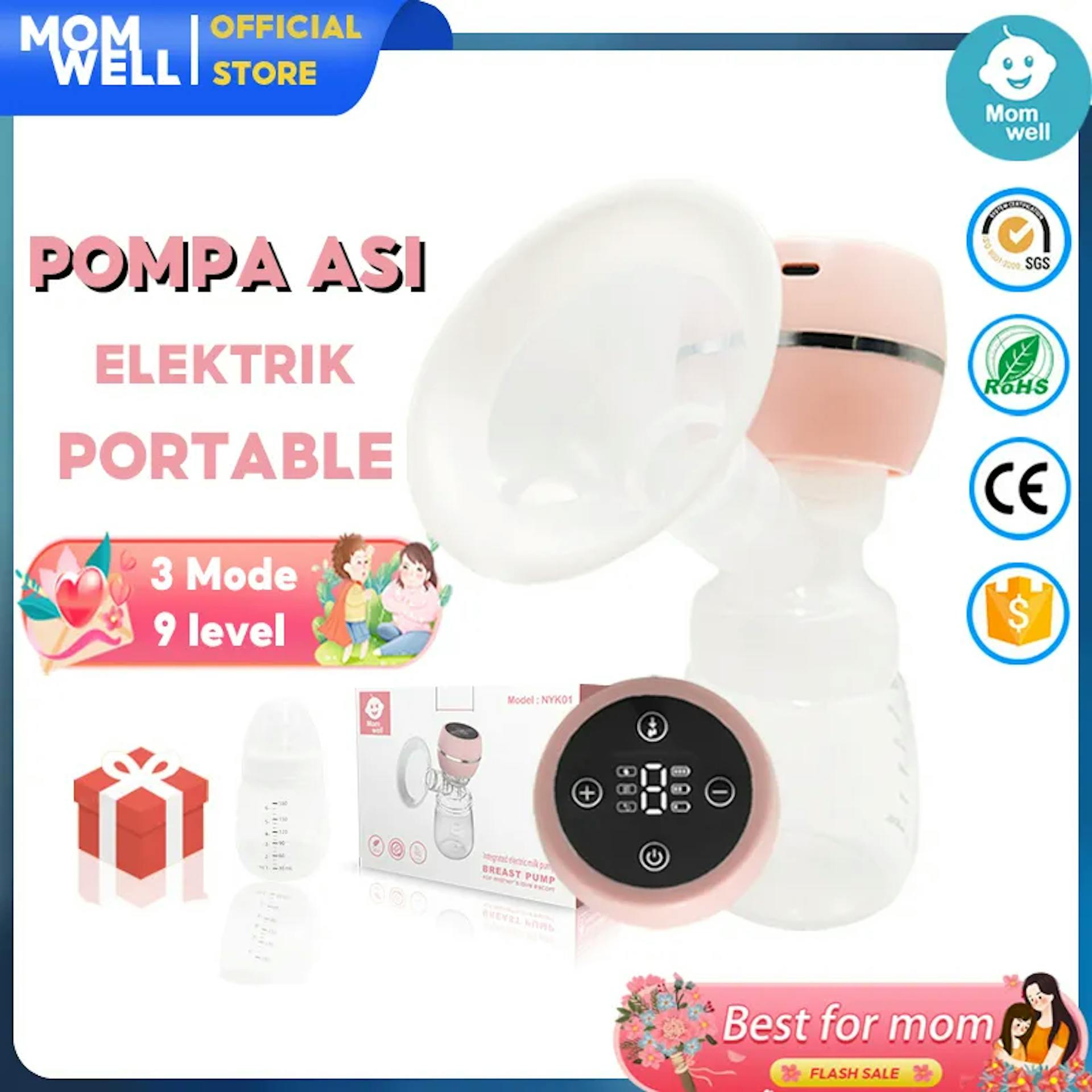 Momwell Pompa ASI Elektrik Tanpa Kabel