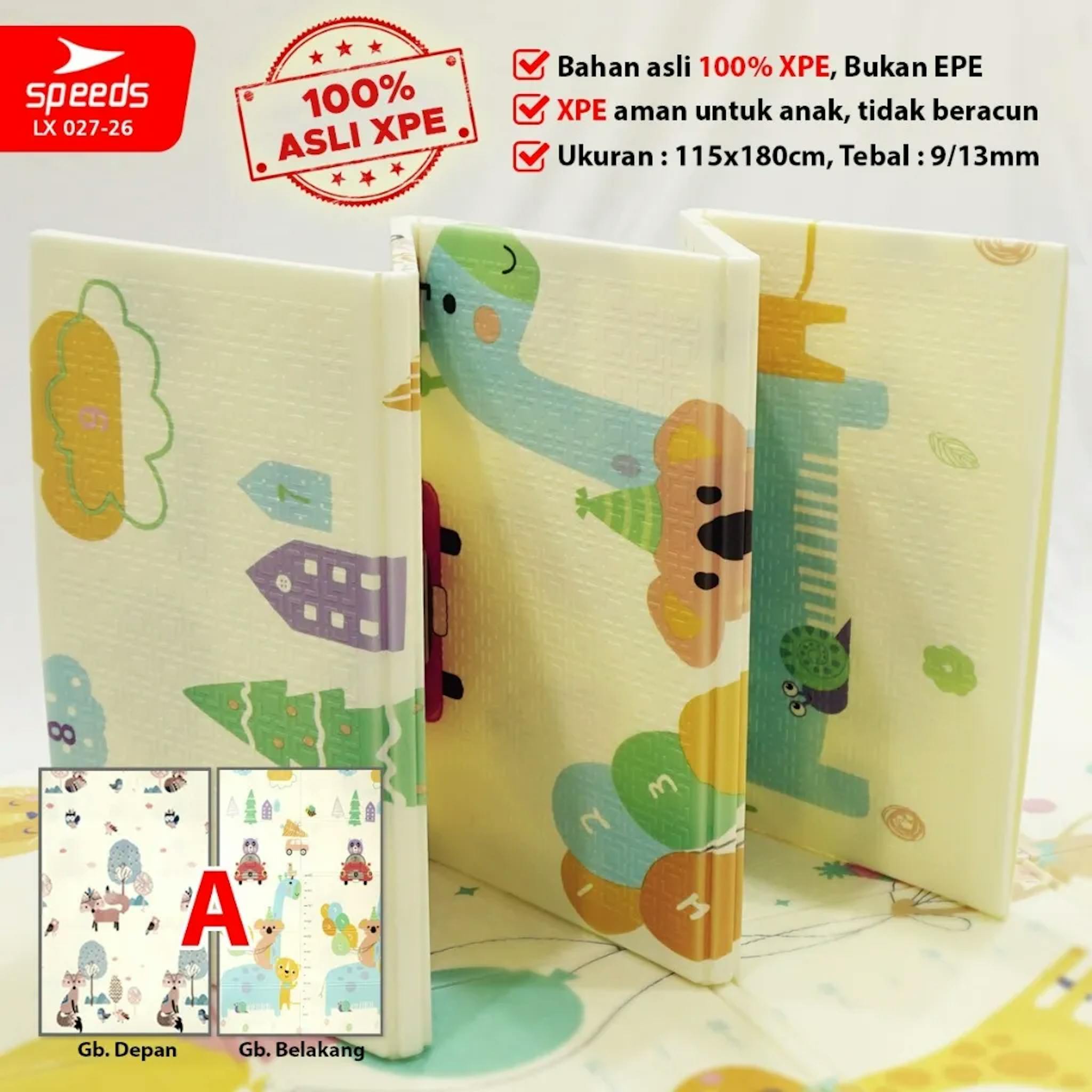 Playmat Bayi SPEEDS 115x180cm: Karpet Lipat dengan Motif Pembelajaran