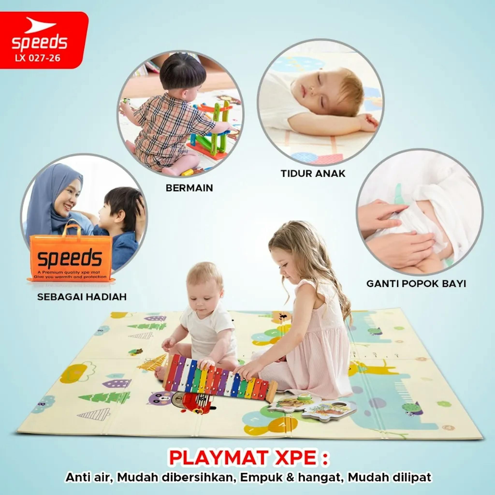 Playmat Bayi SPEEDS XPE 115x180cm dengan Motif Angka