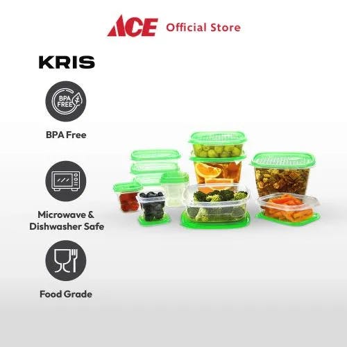 Ace Kris Set 24 Pcs Wadah Makanan Clip & Fresh Hijau