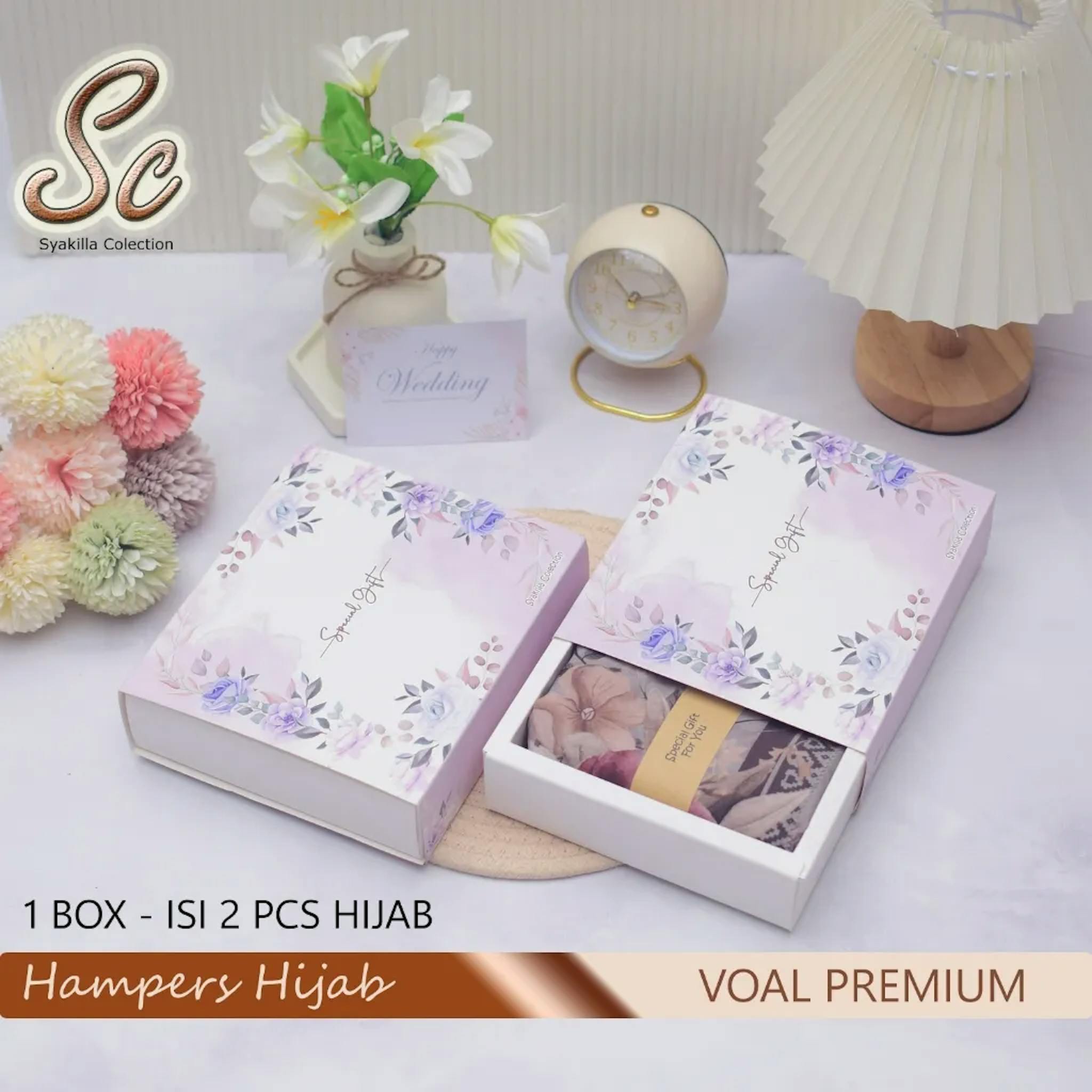 Hijab Voal Premium dengan Motif dalam Gift Box