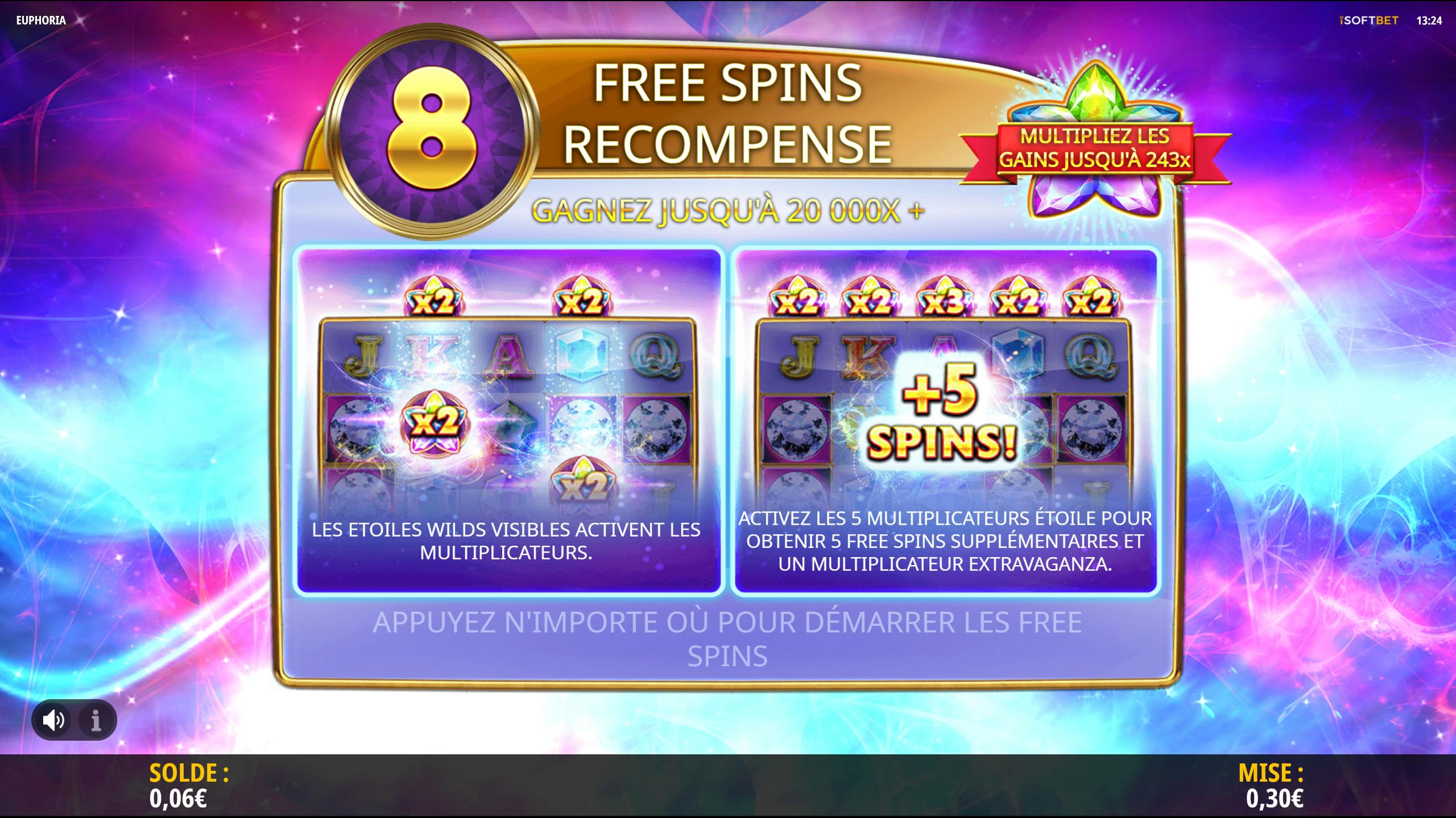 Euphoria Free Spins reward from ISoftBet provider