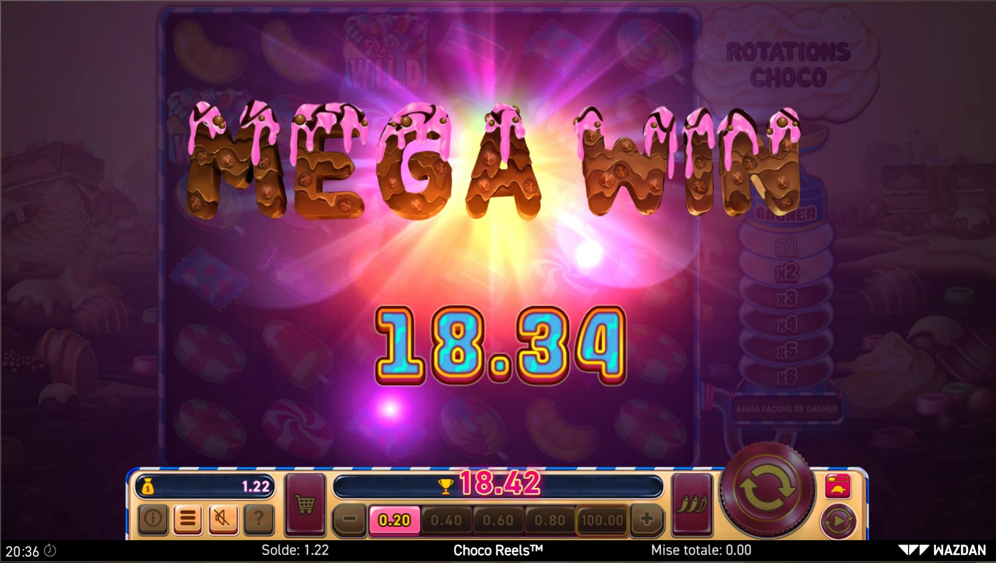 Mega Win on choco reels from Wazdan