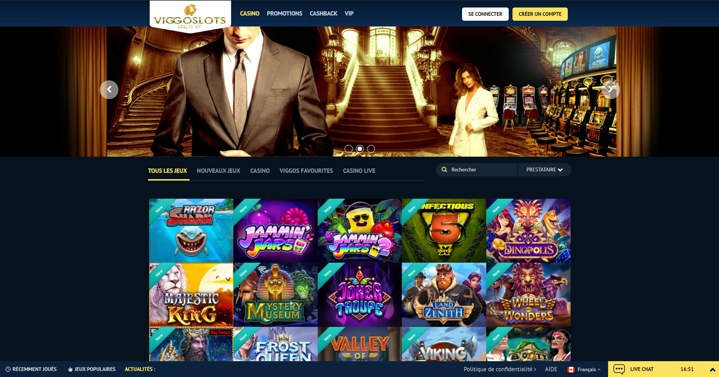 Landing page du casino en ligne viggoslots