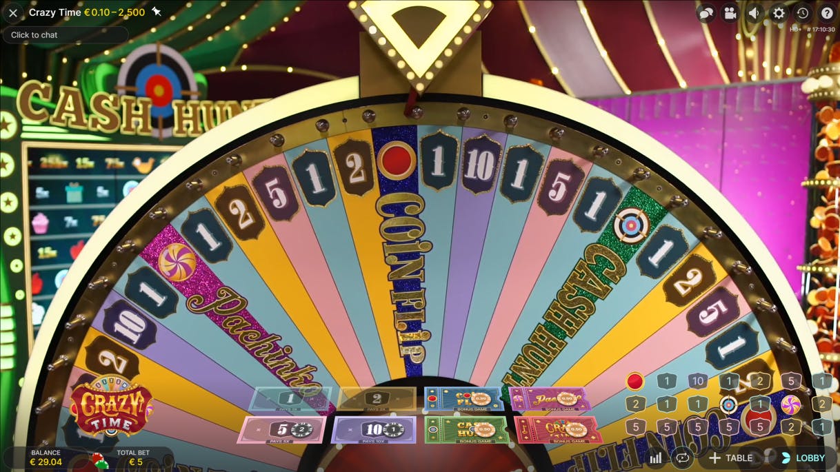 finir son wager avec le crazy time